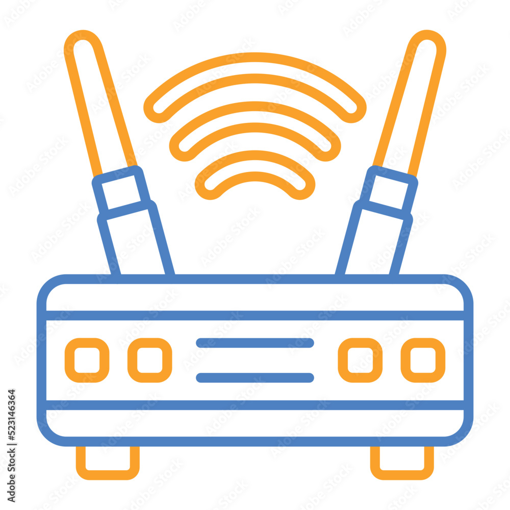 Router Blue And Orange Line Icon Router Blue And Orange Line Icon