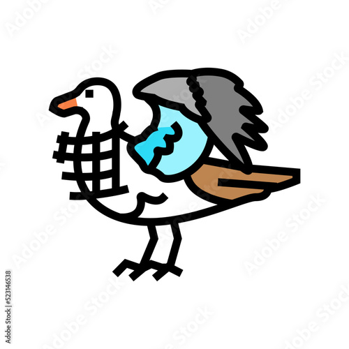 plastic waste bird color icon vector. plastic waste bird sign. isolated symbol illustration