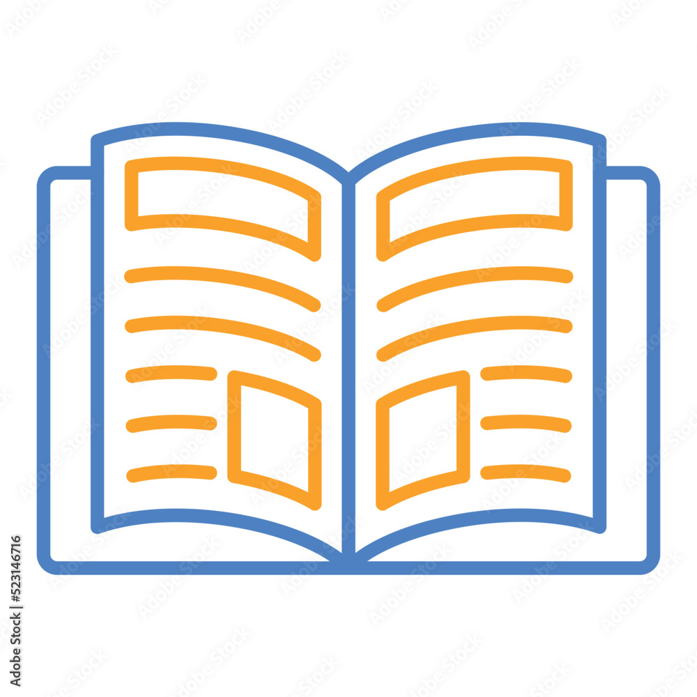 Magazine Blue And Orange Line Icon Magazine Blue And Orange Line Icon