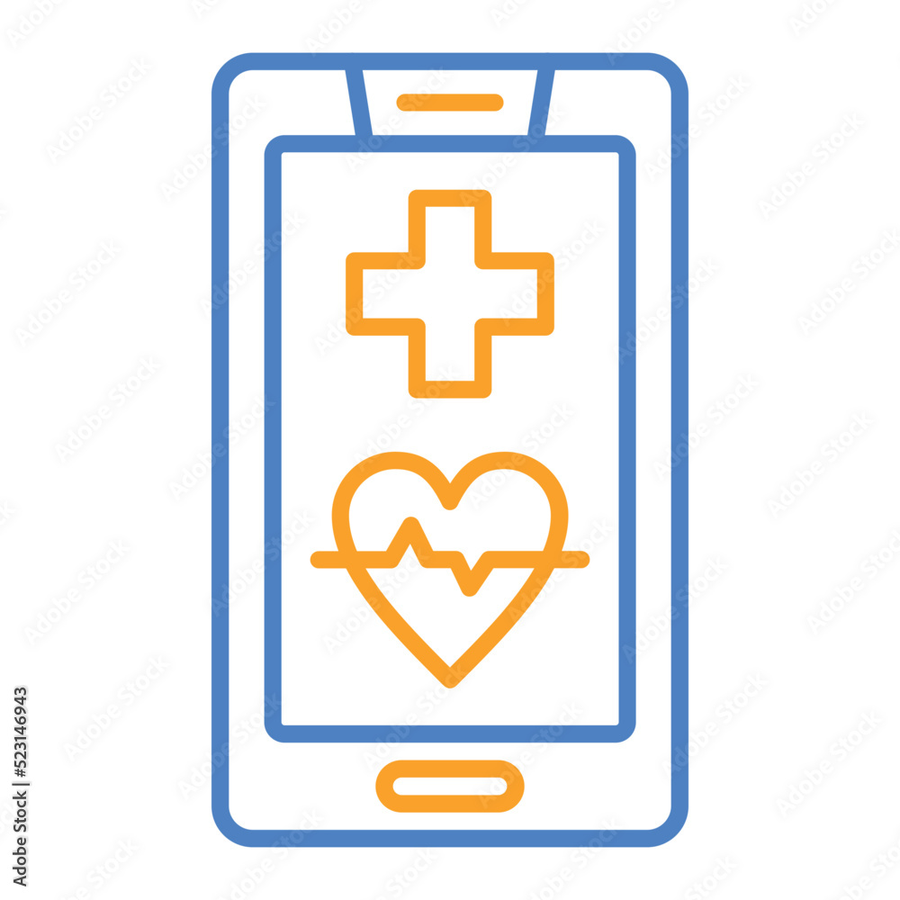 Medical App Blue And Orange Line Icon Medical App Blue And Orange Line Icon