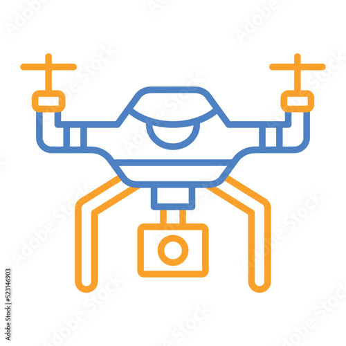 Smart Drone Blue And Orange Line Icon