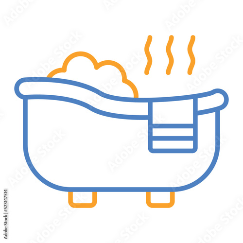 Hot Tub Blue And Orange Line Icon