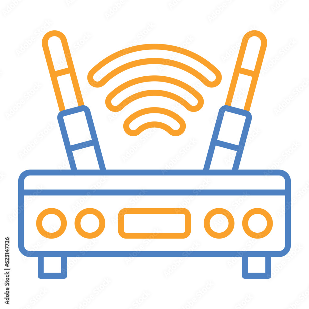 Router Blue And Orange Line Icon Router Blue And Orange Line Icon