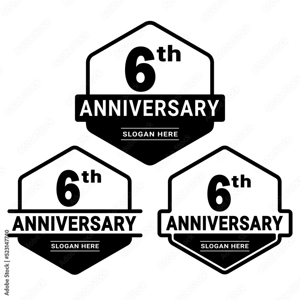 6 Years Anniversary Celebration Logotype 6th Anniversary Logo template-gold-logo-6-years-anniversary-with-ribbon-and-balloons-vector