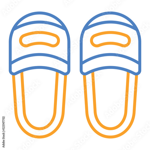 Slippers Blue And Orange Line Icon