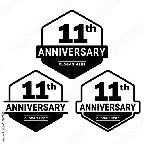 11 years anniversary celebration logotype. 11th anniversary logo collection. Set of anniversary design template. Vector and illustration. 
