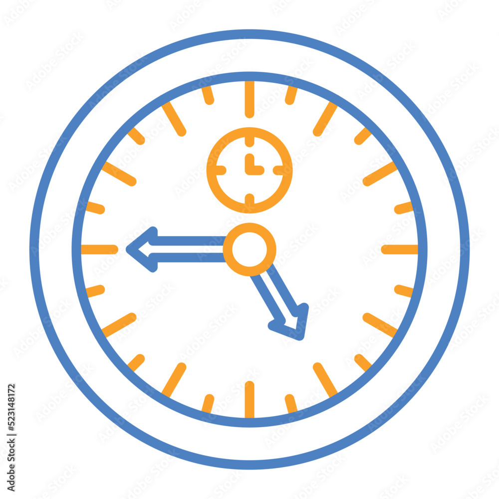 Clock Blue And Orange Line Icon Clock Blue And Orange Line Icon