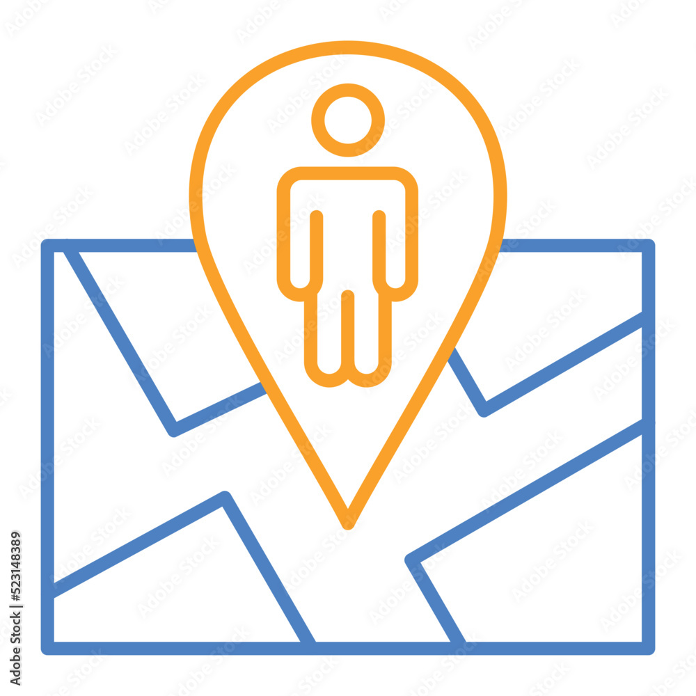 Obraz premium User Location Blue And Orange Line Icon