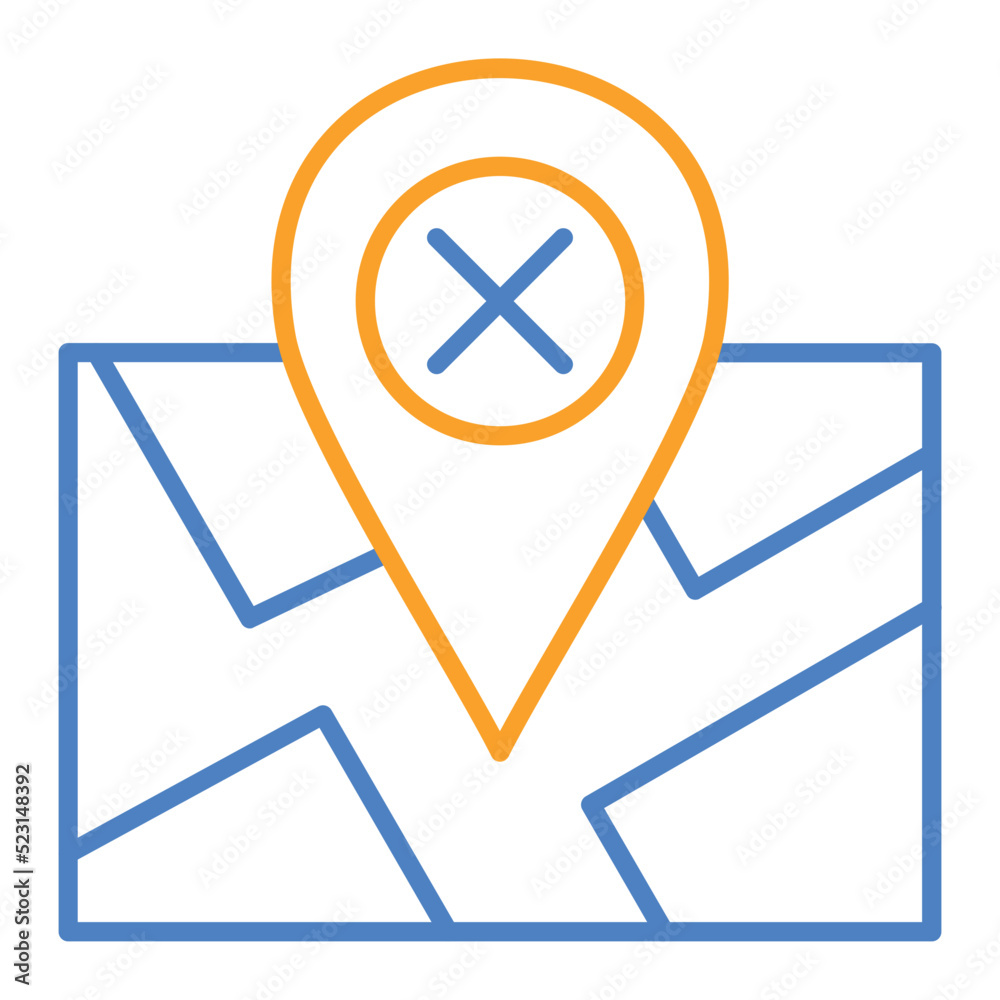 Wrong Location Blue And Orange Line Icon Wrong Location Blue And Orange Line Icon