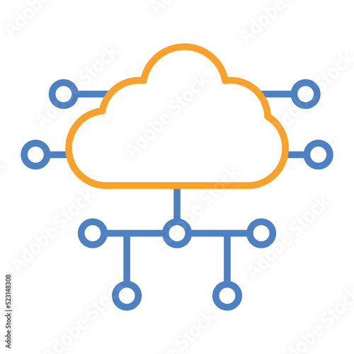 Cloud Computing Blue And Orange Line Icon