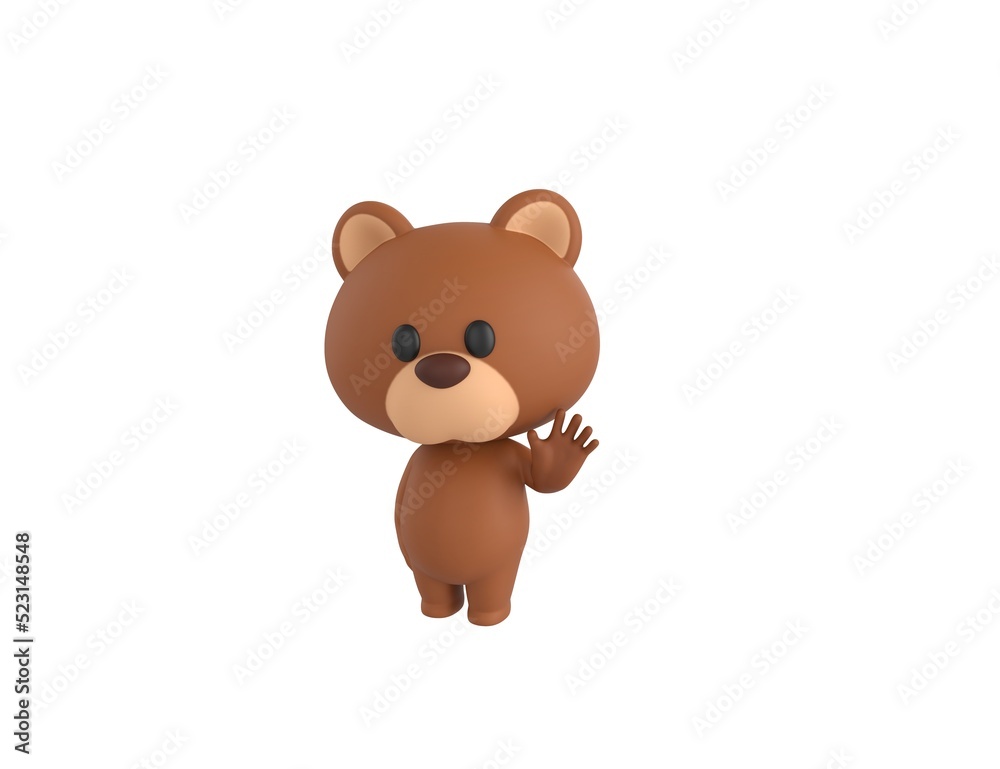 Little Bear character saying hi in 3d rendering. Little Bear character saying hi in 3d rendering.