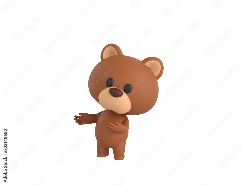 Little Bear character doing welcome gesture in 3d rendering. Little Bear character doing welcome gesture in 3d rendering.