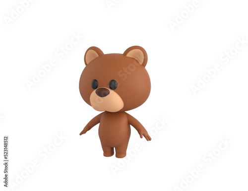 Little Bear character standing in T-Pose in 3d rendering.