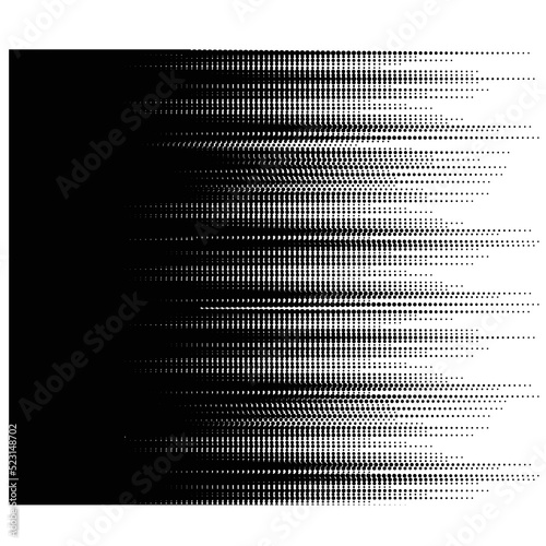 Halftone dots in Speed Lines Form . Vector Illustration .Technology Logo . Design element . Abstract Geometric shape . 