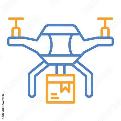 Drone Delivery Blue And Orange Line Icon