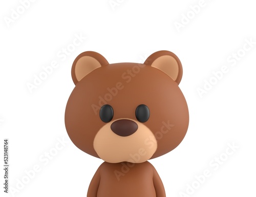 Little Bear character close up portrait in 3d rendering.