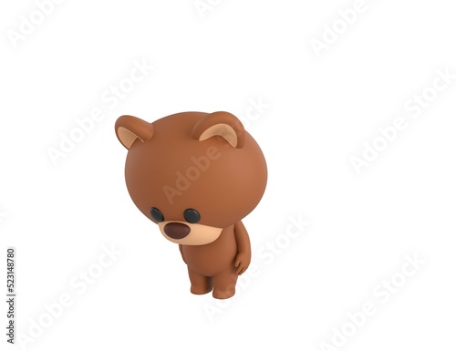 Little Bear character looking down in 3d rendering.