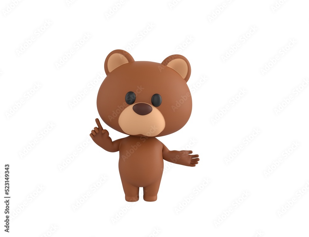 Little Bear character giving information in 3d rendering. Little Bear character giving information in 3d rendering.
