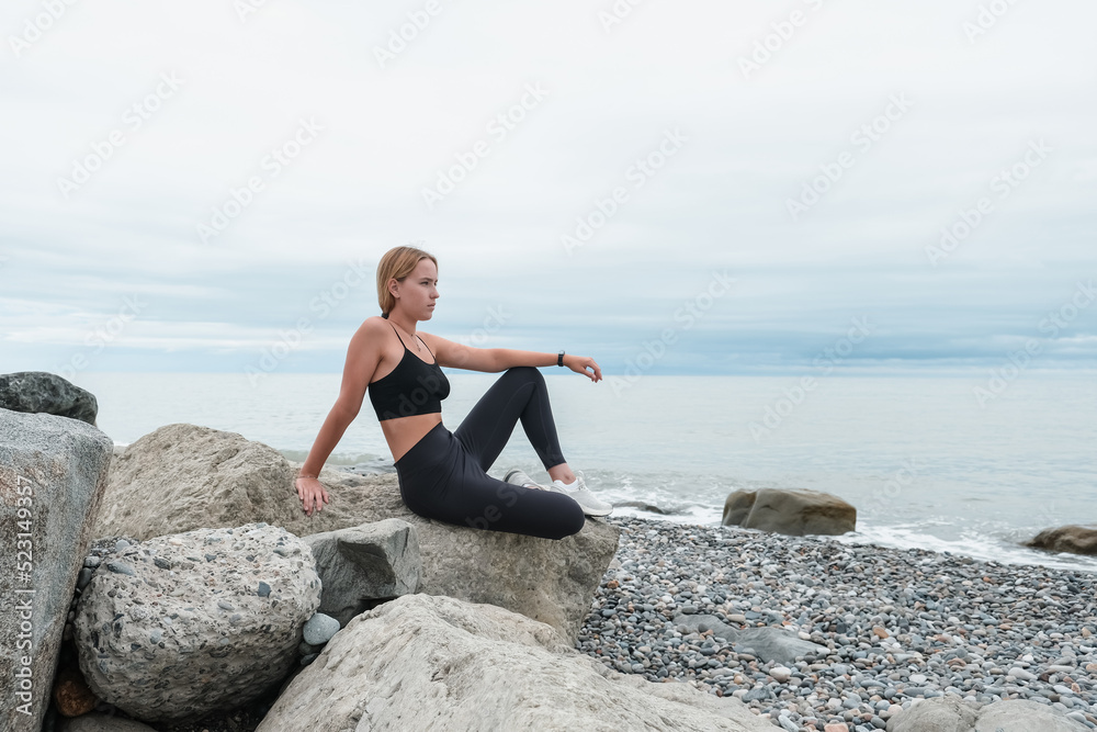 sport fit outdoor sea.girl goes sports,fitness,yoga seashore.Meditation, relaxation, mental health.Active lifestyle, self-care, health.Wellness.Fit nature.myofascial release workouts tracking fitness sport fit outdoor sea.girl goes sports,fitness,yoga seashore.Meditation, relaxation, mental health.Active lifestyle, self-care, health.Wellness.Fit nature.myofascial release workouts tracking fitness