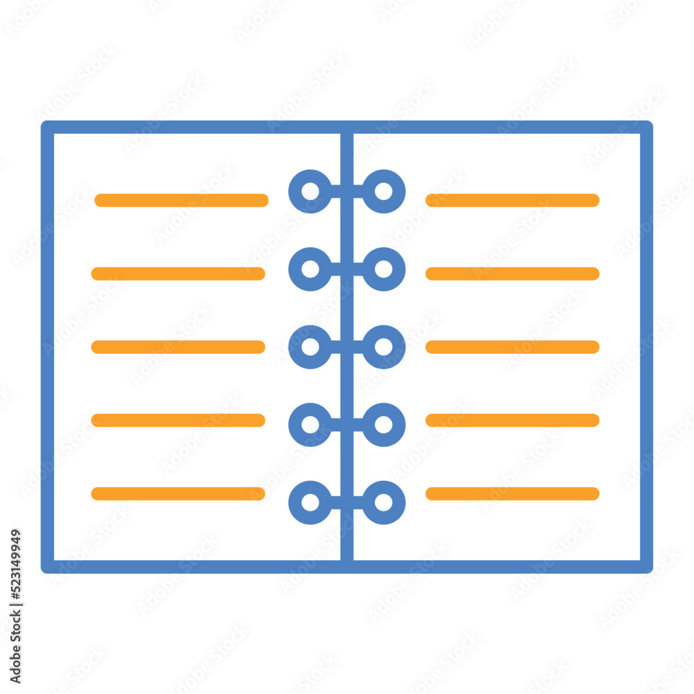 Notebook Blue And Orange Line Icon Notebook Blue And Orange Line Icon