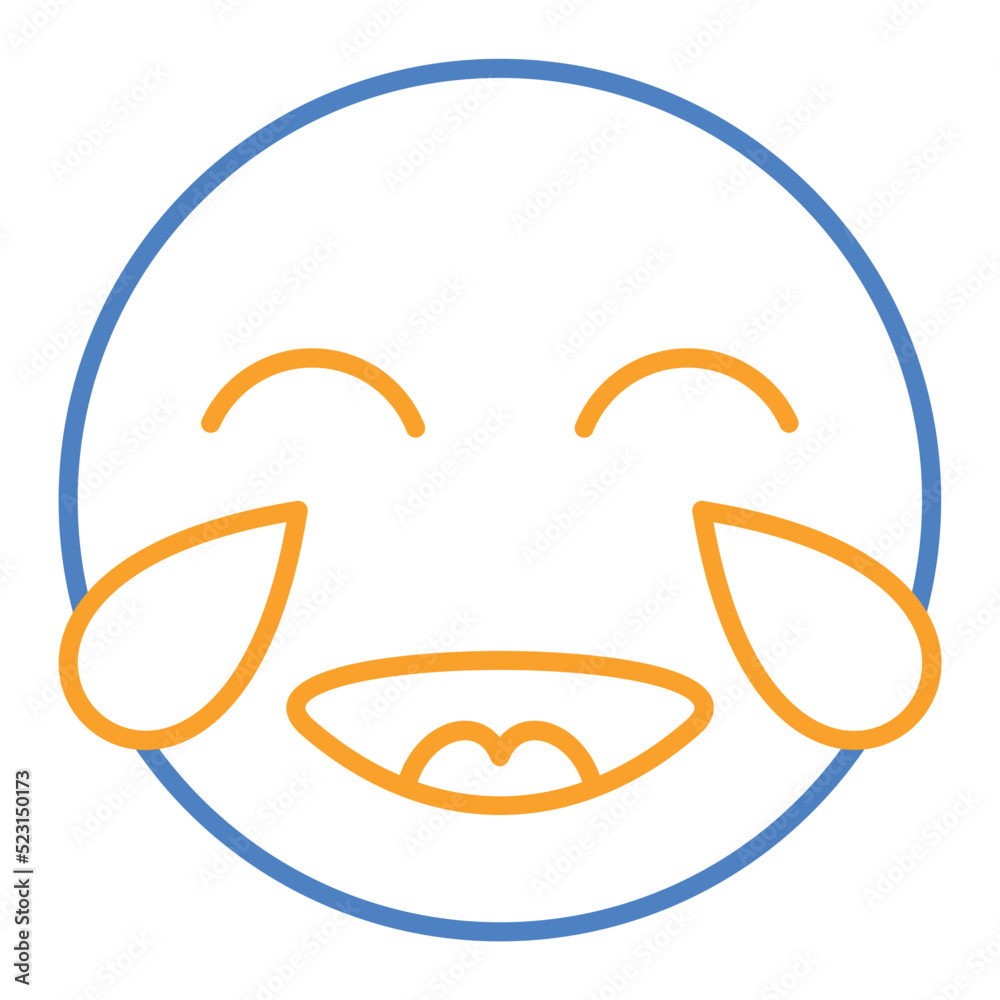 Laughing Blue And Orange Line Icon