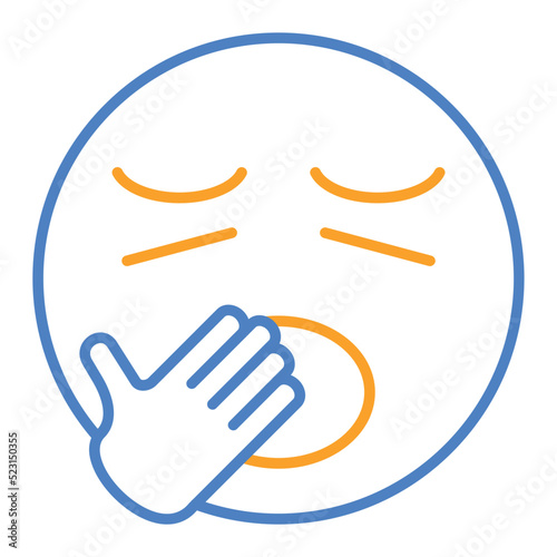 Yawn Blue And Orange Line Icon