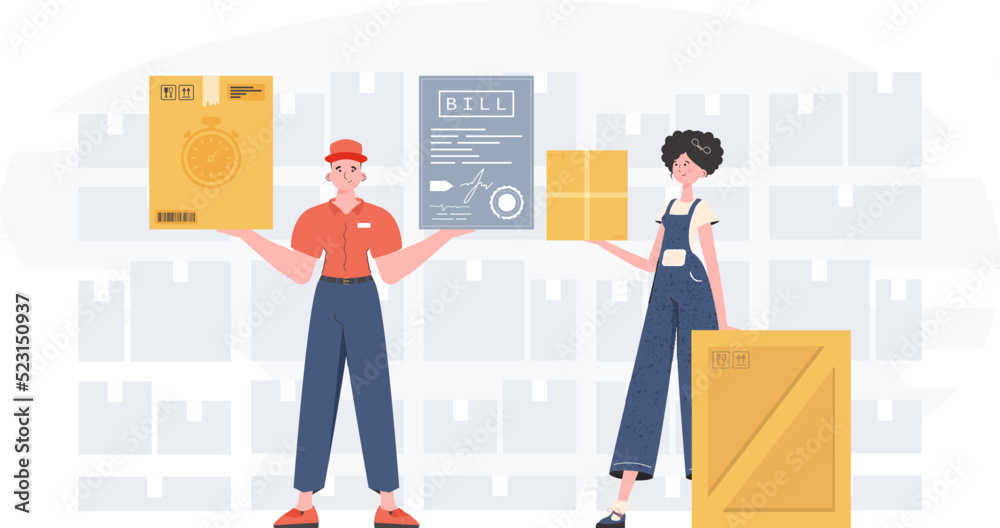 Ready made poster on the theme of delivery. Delivery team. trendy style. Vector. Ready made poster on the theme of delivery. Delivery team. trendy style. Vector.