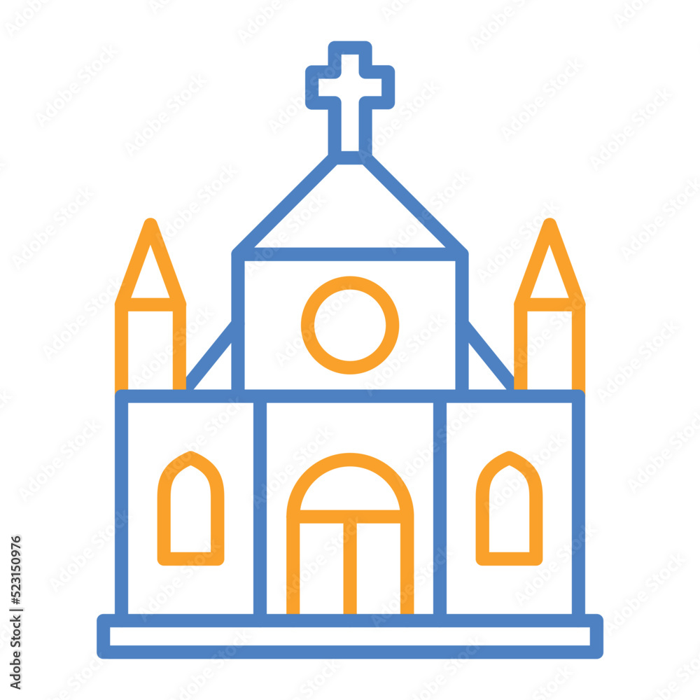 Church Blue And Orange Line Icon Church Blue And Orange Line Icon