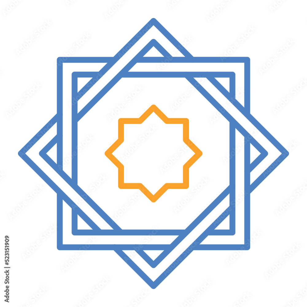 Rub el Hizb Blue And Orange Line Icon Rub el Hizb Blue And Orange Line Icon