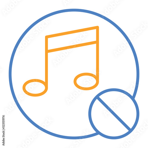 No Music Blue And Orange Line Icon