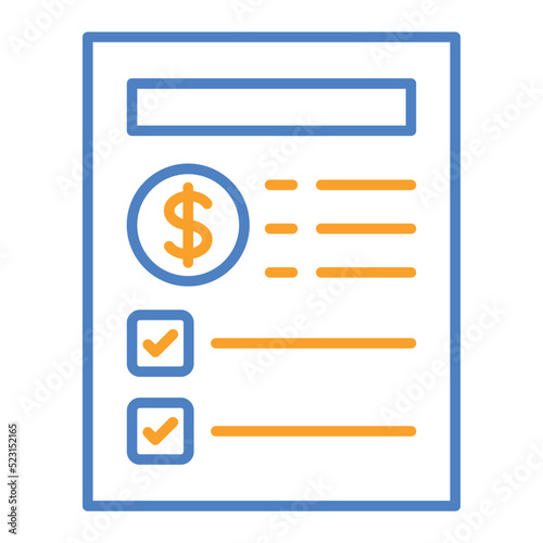 Invoice Blue And Orange Line Icon