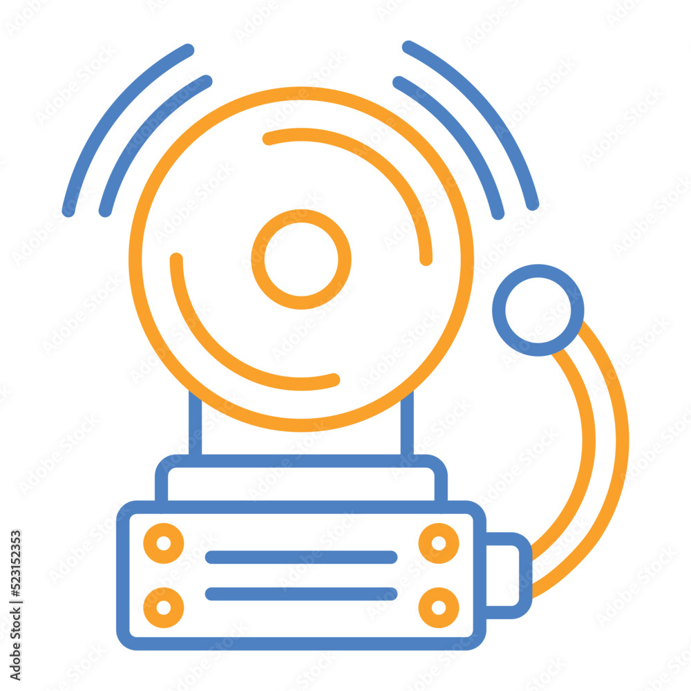 Firefighter Bell Blue And Orange Line Icon Firefighter Bell Blue And Orange Line Icon