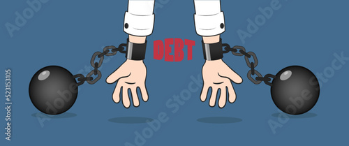 hands shackled, addiction concept, cartoon, vector illustration