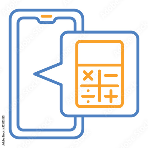 Calculator Blue And Orange Line Icon
