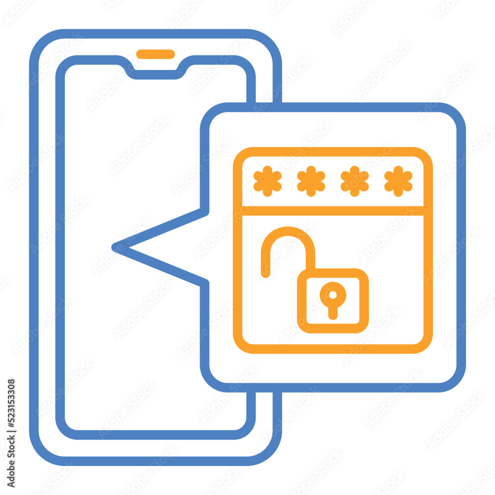Unlock Blue And Orange Line Icon Unlock Blue And Orange Line Icon
