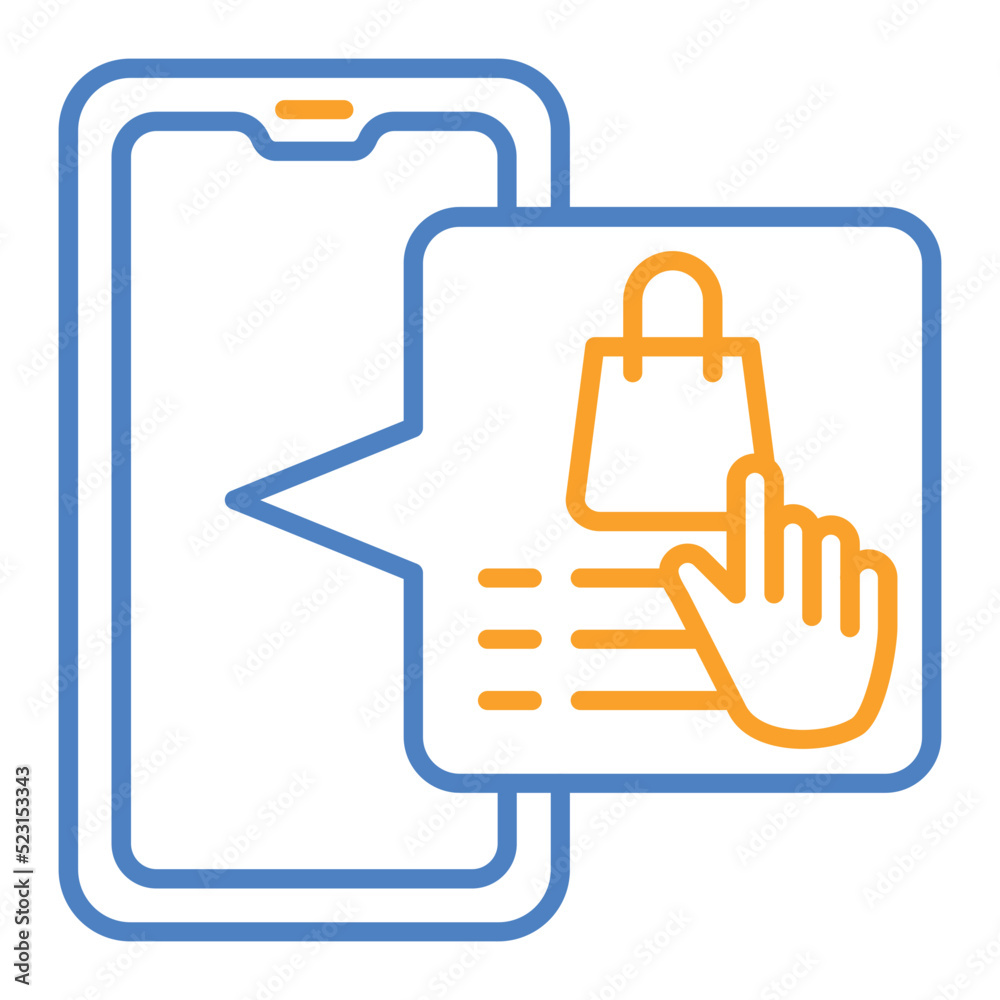 Online Order Blue And Orange Line Icon Online Order Blue And Orange Line Icon