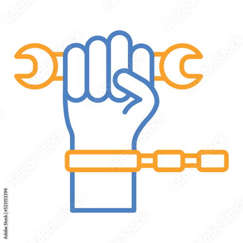 Forced Labour Blue And Orange Line Icon