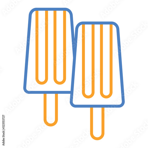 Ice Cream Blue And Orange Line Icon