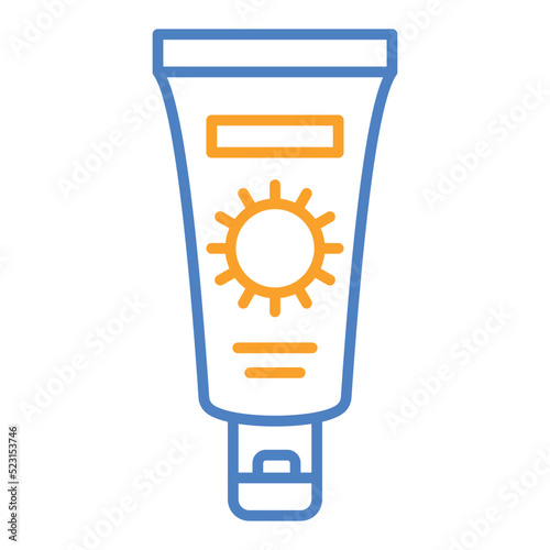 Sunscreen Blue And Orange Line Icon