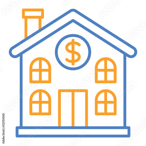 Home Price Blue And Orange Line Icon