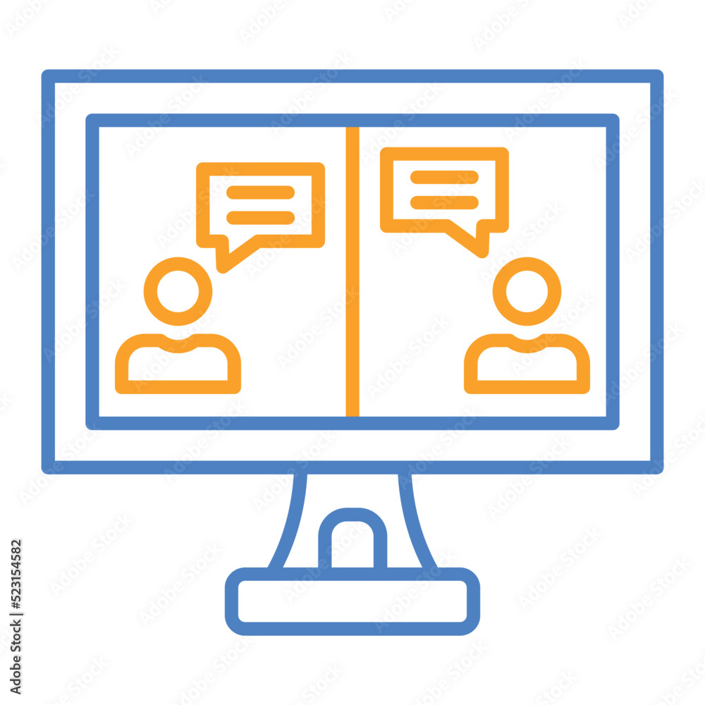 Online Chat Blue And Orange Line Icon Online Chat Blue And Orange Line Icon