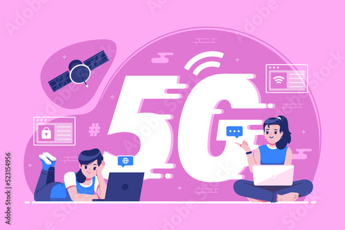 five g global network connection concept illustration