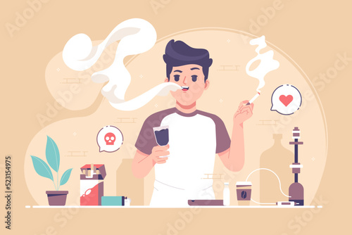 smoking cigarette concept illustration