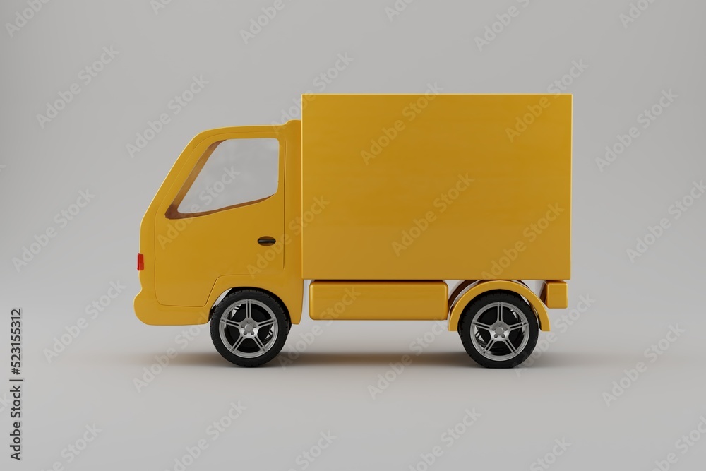 3D render yellow truck on white background 3D render yellow truck on white background