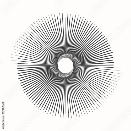 Black lines in circle abstract background. Yin and yang symbol. Dynamic transition illusion.