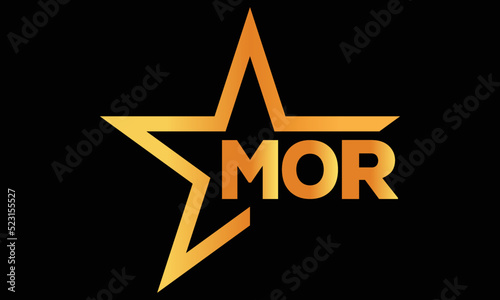 MOR golden luxury star icon three letter logo design vector template. royal logo | luxury logo | jewelry logo | premium logo | iconic logo | Victoria logo |