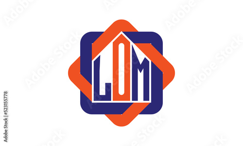 LOM three letter real estate logo with home icon logo design vector template | construction logo | housing logo | engineering logo | initial letter logo | minimalist logo | property logo |