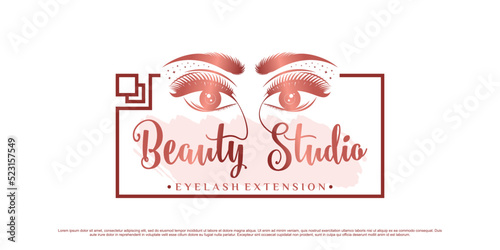 Eyelash logo design for beauty icon with modern style concept Premium Vector