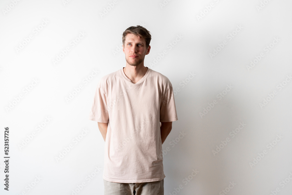 Fototapeta premium blank male oversize t-shirt mockup isolated