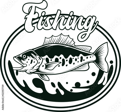 Bass fish illustration with premium quality stock vector